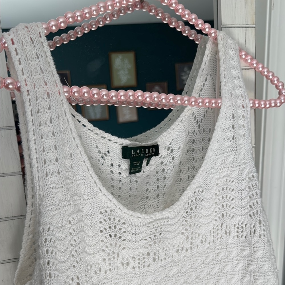 Lauren Ralph Lauren White Knit Tank Top